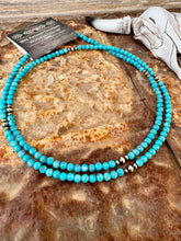 Load image into Gallery viewer, Genuine Double Wrap Turquoise Necklace + Navajo Pearls

