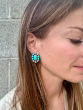 Load image into Gallery viewer, Large Turquoise Cluster Earrings
