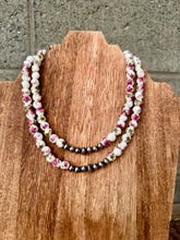 Load image into Gallery viewer, Purple Willow Porcelain Necklace With Navajo Pearls
