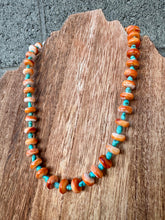 Load image into Gallery viewer, 10MM Spiny Oyster + Turquoise Nugget Choker
