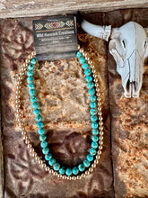 Load image into Gallery viewer, Turquoise Composite With Copper + 14K Gold Plated Hematite
