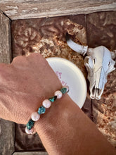 Load image into Gallery viewer, Neutral Glass Bracelets With Turquoise
