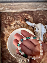 Load image into Gallery viewer, Neutral Glass Bracelets With Turquoise
