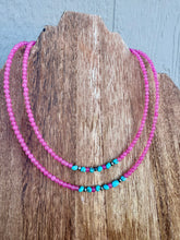 Load image into Gallery viewer, Bubble Gum Pink Choker with Turquoise &amp; Navajo Pearls

