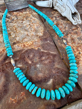 Load image into Gallery viewer, Graduated Rondelle Kingman Turquoise Necklace
