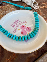 Load image into Gallery viewer, Graduated Rondelle Kingman Turquoise Necklace
