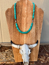 Load image into Gallery viewer, Graduated Rondelle Kingman Turquoise Necklace
