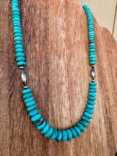 Load image into Gallery viewer, Graduated Rondelle Kingman Turquoise Necklace
