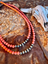 Load image into Gallery viewer, Peachy Pink Coral Navajo Pearl Necklace
