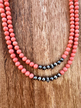 Load image into Gallery viewer, Peachy Pink Coral Navajo Pearl Necklace
