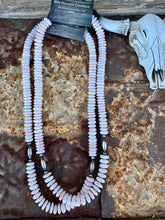 Load image into Gallery viewer, 10MM Pink Conch Necklace with Navajo Torpedoes
