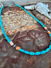Load image into Gallery viewer, Oblong Turquoise Necklace &amp; Wrap Bracelet

