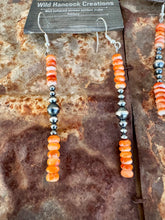 Load image into Gallery viewer, Long Bar Orange Spiny Oyster Earrings
