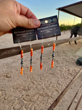 Load image into Gallery viewer, Long Bar Orange Spiny Oyster Earrings
