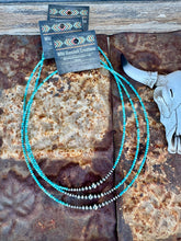 Load image into Gallery viewer, 3MM Turquoise Choker with Graduated Navajo Peals
