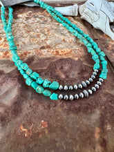 Load image into Gallery viewer, Blue Green Genuine Turquoise Staple Necklace
