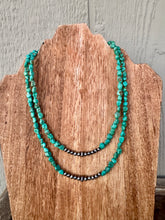 Load image into Gallery viewer, Blue Green Genuine Turquoise Staple Necklace
