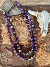 Load image into Gallery viewer, Amethyst Necklace With Graduated Navajo Pearl
