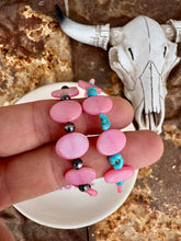 Load image into Gallery viewer, Pink Peddles Bracelet With Navajo Pearls &amp; Turquoise
