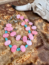 Load image into Gallery viewer, Pink Peddles Bracelet With Navajo Pearls &amp; Turquoise
