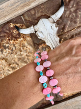 Load image into Gallery viewer, Pink Peddles Bracelet With Navajo Pearls &amp; Turquoise
