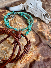 Load image into Gallery viewer, Triple Wrap Barb Wire + Double Wrap Genuine Turquoise Bracelet

