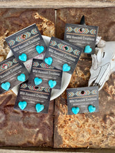 Load image into Gallery viewer, Genuine Turquoise Heart Stud Earrings
