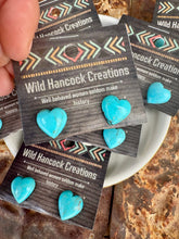 Load image into Gallery viewer, Genuine Turquoise Heart Stud Earrings
