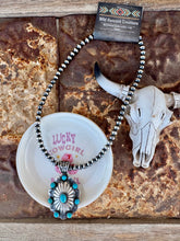 Load image into Gallery viewer, Big Concho Pendant On 6MM Stand of Desert Navajo Pearls
