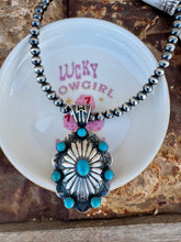 Load image into Gallery viewer, Big Concho Pendant On 6MM Stand of Desert Navajo Pearls

