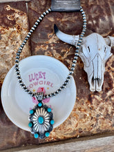 Load image into Gallery viewer, Big Concho Pendant On 6MM Stand of Desert Navajo Pearls
