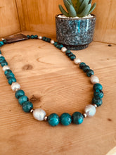 Load image into Gallery viewer, Big Pearls + Big Turquoise Necklace
