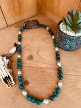 Load image into Gallery viewer, Big Pearls + Big Turquoise Necklace
