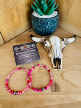 Load image into Gallery viewer, Navajo Pearl &amp; Pink Jade Hoop Earrings
