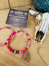 Load image into Gallery viewer, Navajo Pearl &amp; Pink Jade Hoop Earrings
