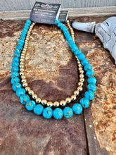 Load image into Gallery viewer, Genuine Turquoise Composite With Copper + 14K Gold Plated Hematite
