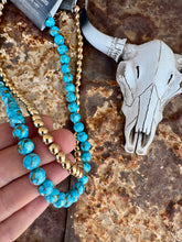 Load image into Gallery viewer, Genuine Turquoise Composite With Copper + 14K Gold Plated Hematite
