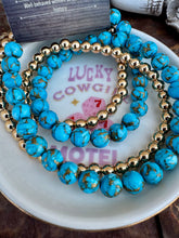 Load image into Gallery viewer, Genuine Turquoise Composite With Copper + 14K Gold Plated Hematite
