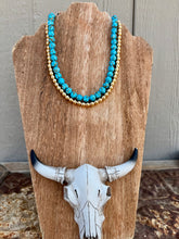 Load image into Gallery viewer, Genuine Turquoise Composite With Copper + 14K Gold Plated Hematite
