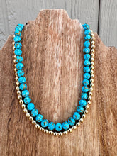 Load image into Gallery viewer, Genuine Turquoise Composite With Copper + 14K Gold Plated Hematite
