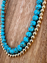 Load image into Gallery viewer, Genuine Turquoise Composite With Copper + 14K Gold Plated Hematite

