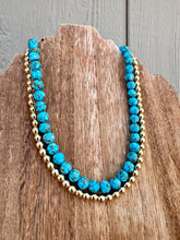 Load image into Gallery viewer, Genuine Turquoise Composite With Copper + 14K Gold Plated Hematite
