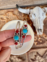 Load image into Gallery viewer, Turquoise and Coral Sterling Cuff
