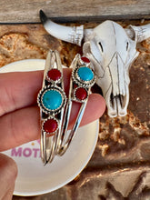 Load image into Gallery viewer, Turquoise and Coral Sterling Cuff
