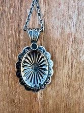 Load image into Gallery viewer, Concho Pendant On Sterling Paperclip Chain
