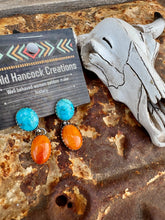 Load image into Gallery viewer, Oval Turquoise &amp; Spiny Oyster Studs
