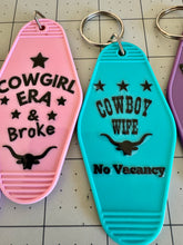 Load image into Gallery viewer, Cowgirl Era + Cowboy Wife Keychain
