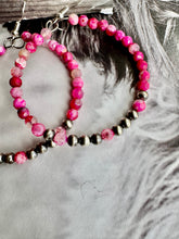 Load image into Gallery viewer, Navajo Pearl &amp; Pink Jade Hoops
