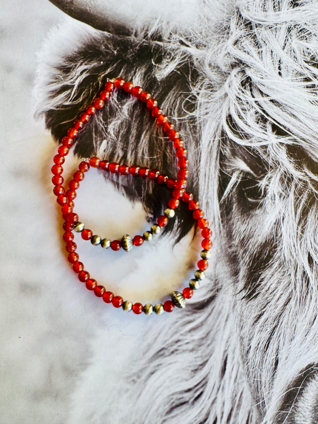 Navajo Pearl Bracelets With Amber and Moonstone