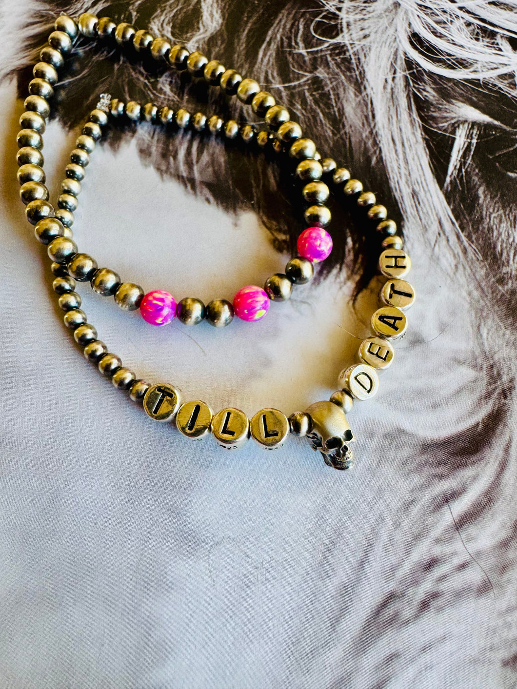 Navajo Pearl Bracelet Till Death And Pink Opal